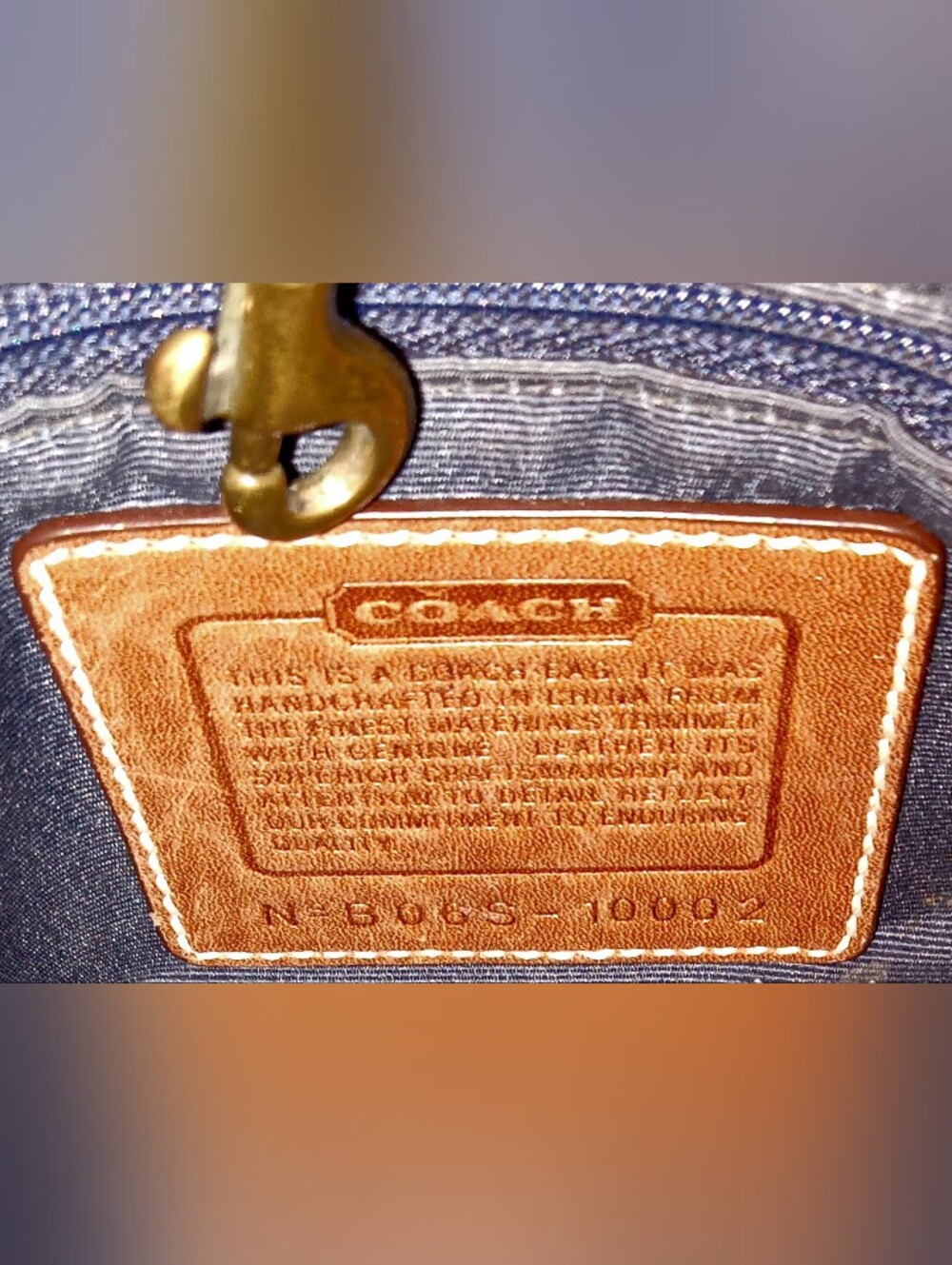 Rare Coach Patchwork Denim Tote with Brown Leather Trim - Picture 3 of 3